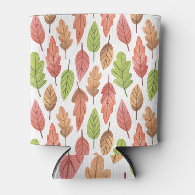 Enfriador De Latas El otoño deja la acuarela: patrón de la naturaleza (Anverso)