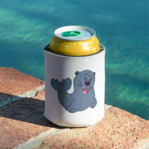Enfriador De Latas El Sello de Tela en Zazzle Personaje Logo Mascota