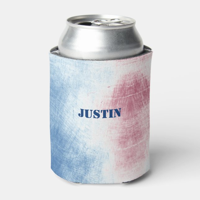 Enfriador De Latas El tinte de tinta rojo blanco y azul personalizado (Lata Anverso)