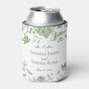 Enfriador De Latas El Toile Verde De Jouy Vintage Favorece La Boda Fl