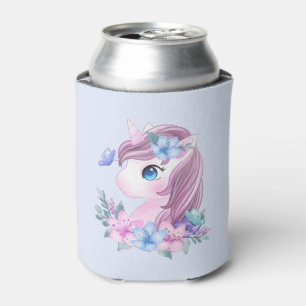 Enfriador De Latas El unicornio de bebé, lindo y mágico, con ojos gra