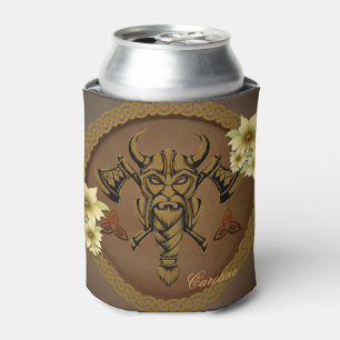 Enfriador De Latas El valiente viking con Helmet con cuernos.
