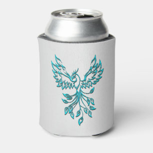 Enfriador De Latas El verde azulado Fénix azul se levanta sobre la pl