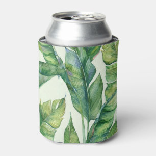 Enfriador De Latas El vibrante plátano verde deja un patrón acuarela