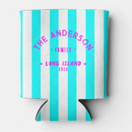 Enfriador De Latas Electric Retro Cyan Striping y apellido