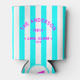 Enfriador De Latas Electric Retro Cyan Striping y apellido