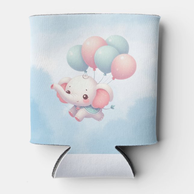 Enfriador De Latas elefante de bebé con globos (Anverso)