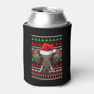 Enfriador De Latas Elefante de Santa Hat con un animal feo navidad