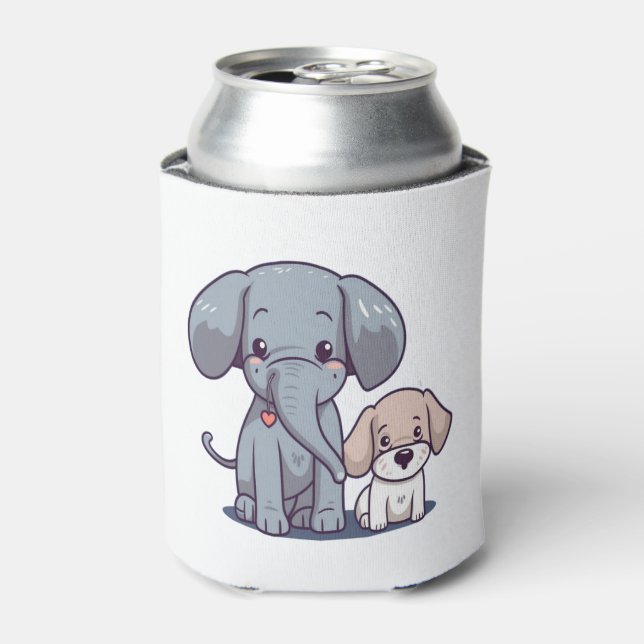 Enfriador De Latas Elefante lindo y perro (Lata Anverso)