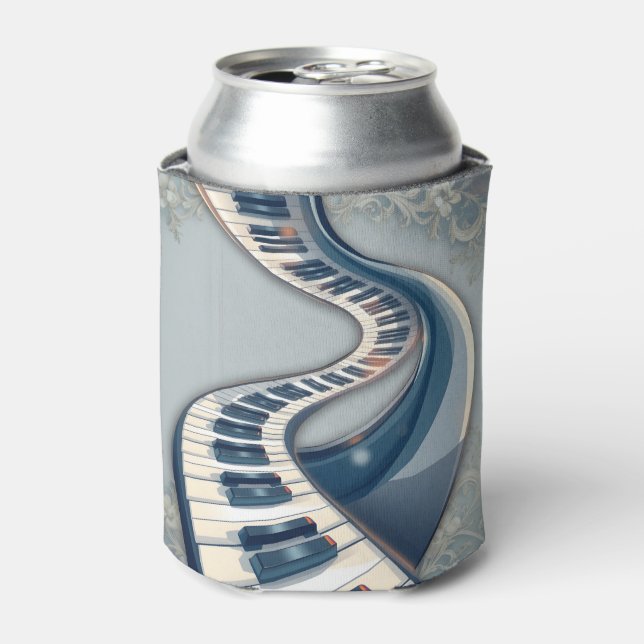 Enfriador De Latas Elegance in piano keys and blossoms.  (Lata Anverso)