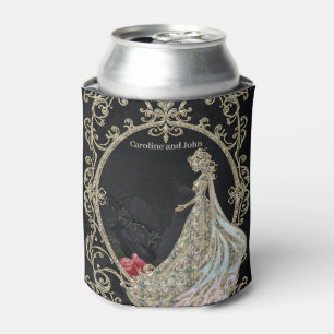 Enfriador De Latas Elegancia en oro y negro.