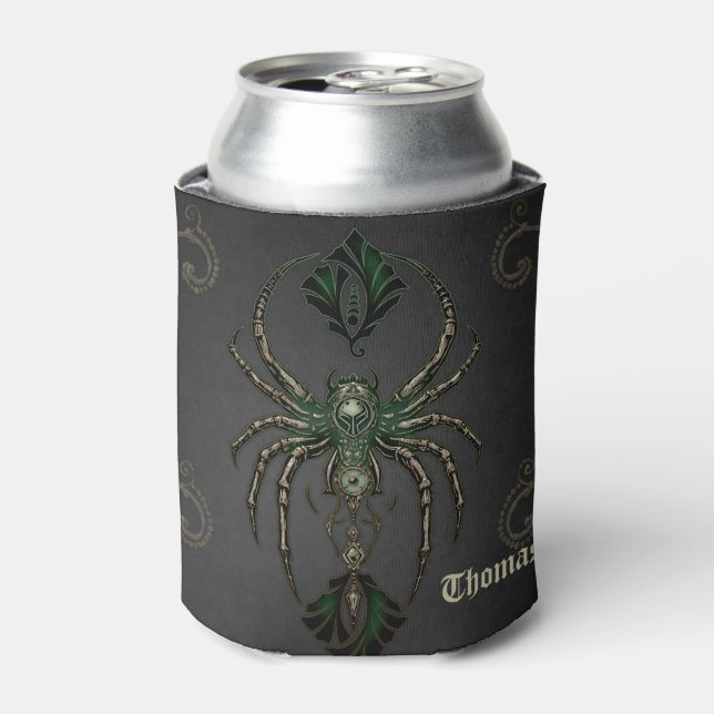 Enfriador De Latas Elegancia mecánica, araña en la oscuridad. (Lata Anverso)