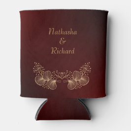 Enfriador De Latas Elegant Burgundy and Gold Monogram Wedding