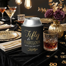 Enfriador De Latas Elegant Fifty and Fabulous! 50th Birthday Party