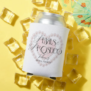 Enfriador De Latas Elegant Heart Perlas Prosecco Bubbly Despedida de