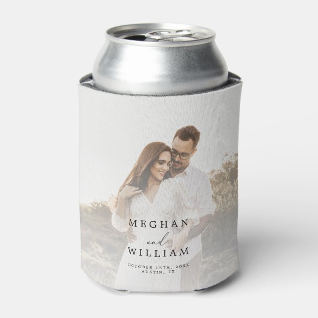 Enfriador De Latas Elegant Photo Wedding Favor (Lata Anverso)