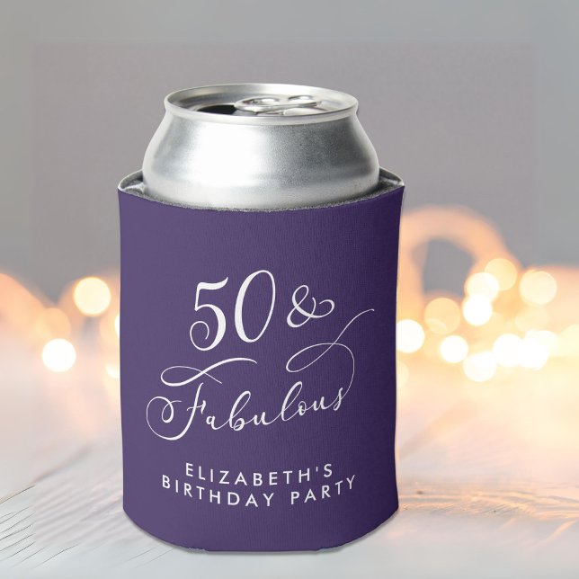 Enfriador De Latas Elegant Purple 50th Birthday Party (Subido por el creador)