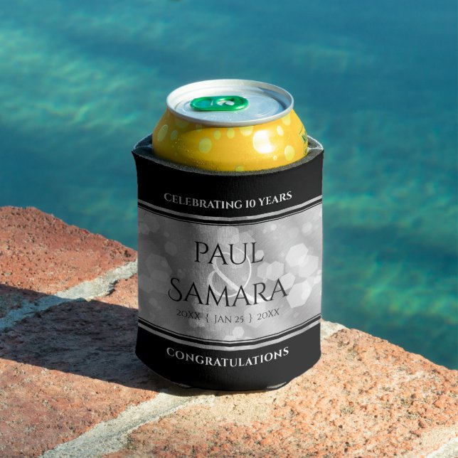 Enfriador De Latas Elegante 10° Aniversario del Boda Tin (Piscina in situ)