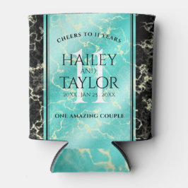 Enfriador De Latas Elegante 11º Aniversario Boda Turquesa