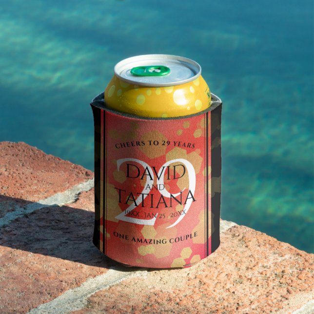 Enfriador De Latas Elegante 29° Aniversario del Boda de Garnet (Piscina in situ)
