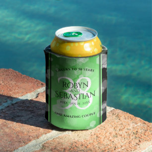 Enfriador De Latas Elegante 38° aniversario de Boda Esmeralda