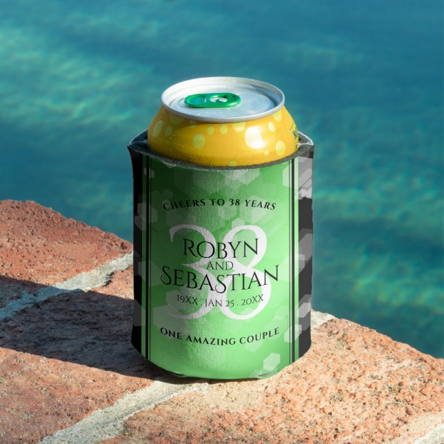 Enfriador De Latas Elegante 38° aniversario de Boda Esmeralda (Piscina in situ)