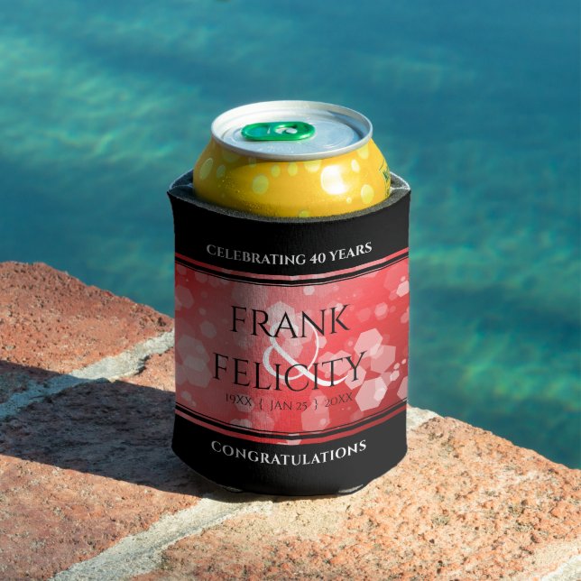 Enfriador De Latas Elegante 40.º 80° Aniversario del Boda de Ruby (Piscina in situ)