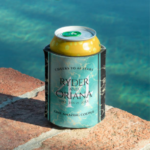 Enfriador De Latas Elegante 44° Aniversario Boda Turquesa