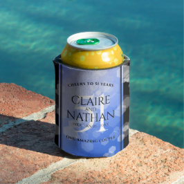 Enfriador De Latas Elegante 51° Aniversario del Boda Sapphire