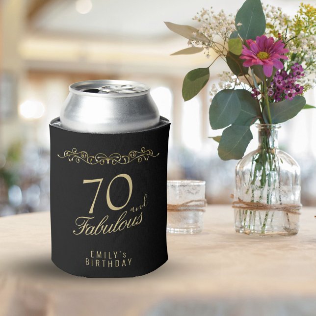 Enfriador De Latas Elegante 70 y fabuloso cumpleaños 70 (Subido por el creador)