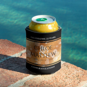 Enfriador De Latas Elegante 7.º 22.º 49° Aniversario del Boda de Cobr