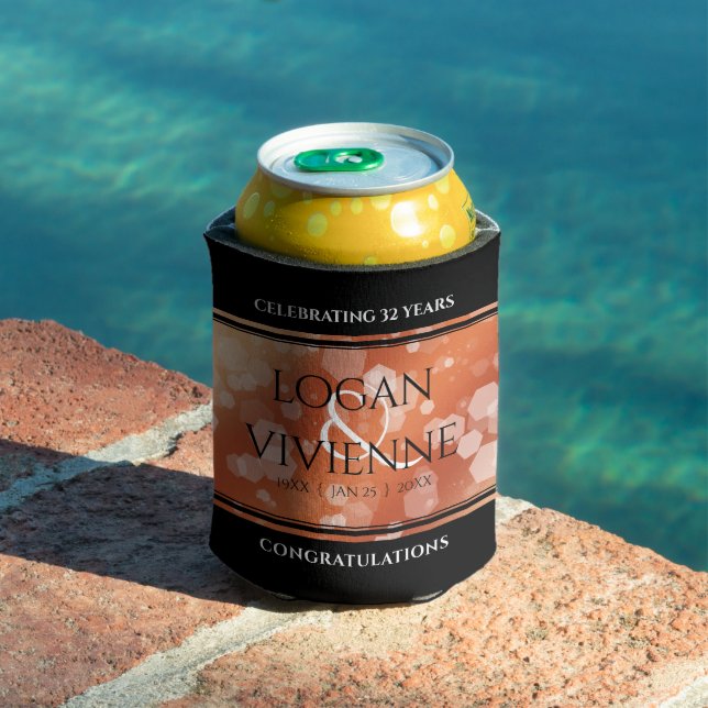 Enfriador De Latas Elegante 8.º aniversario del Boda de bronce (Piscina in situ)