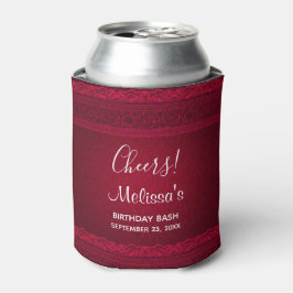 Enfriador De Latas Elegante Antecedentes Rojos Elegante Cumpleaños