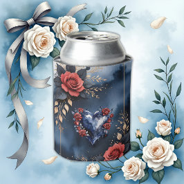 Enfriador De Latas Elegante arreglo rosa con follaje dorado