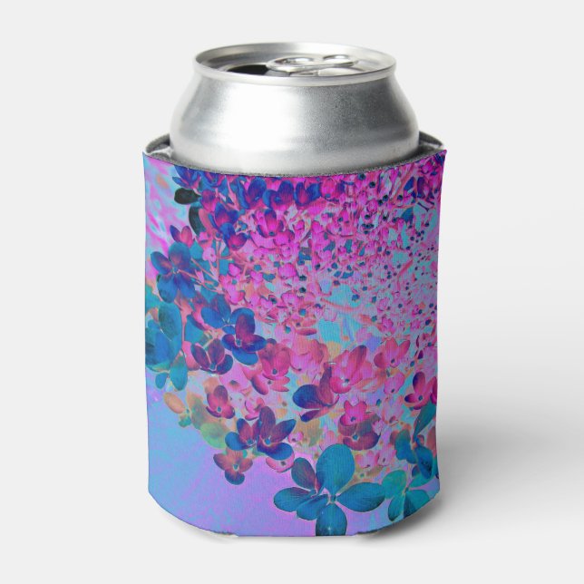 Enfriador De Latas Elegante azul oscuro e hidrangea recta magenta (Lata Anverso)