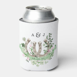 Enfriador De Latas Elegante Boda botánico de Clover Horseshoes
