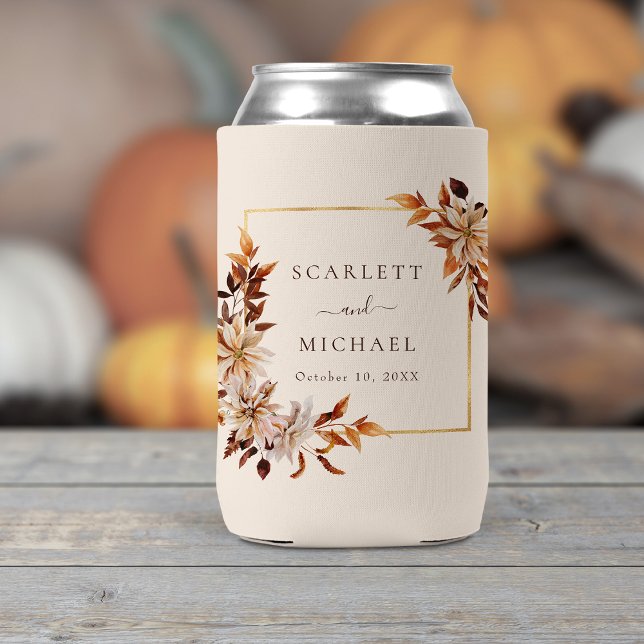 Enfriador De Latas Elegante Boda Caída (Elegant Fall Floral Wedding Can Cooler by Painted Paperie
)