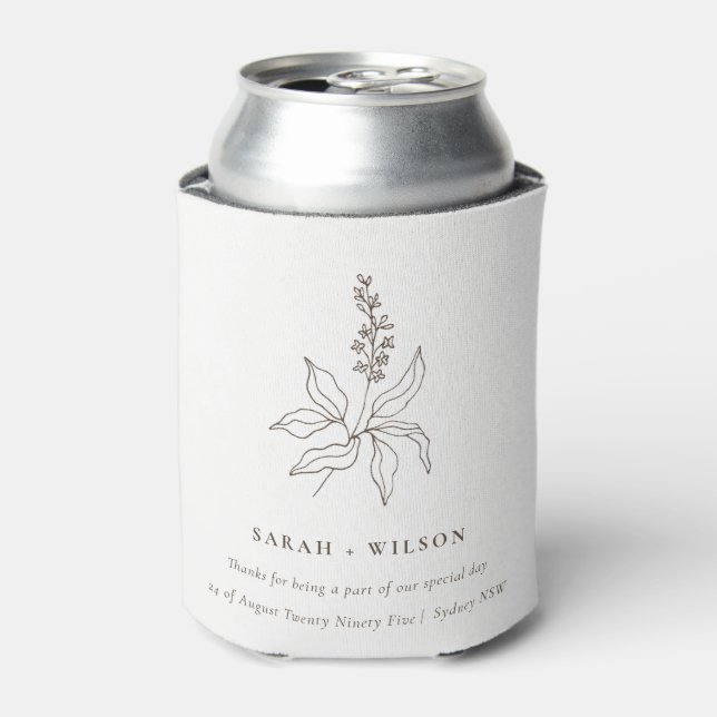 Enfriador De Latas Elegante Boda de boceto botánico floral (Lata Anverso)