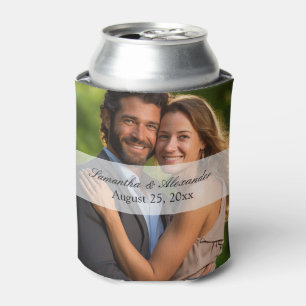 Enfriador De Latas Elegante Boda de fotografía de Sheer Overlay