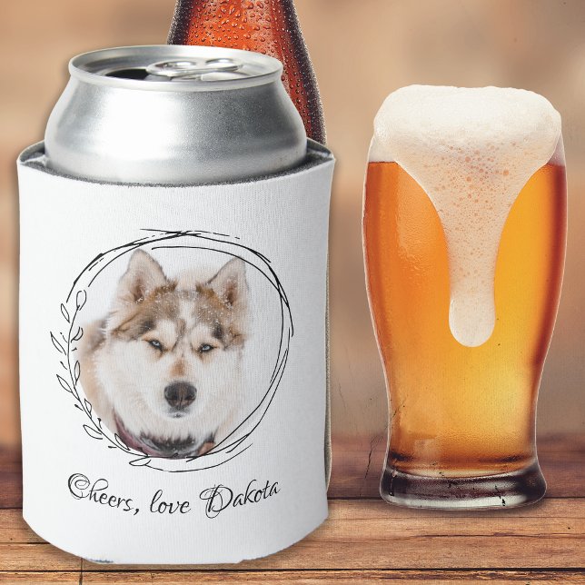 Enfriador De Latas Elegante Boda de Mascota de foto de perro de Groom (Subido por el creador)