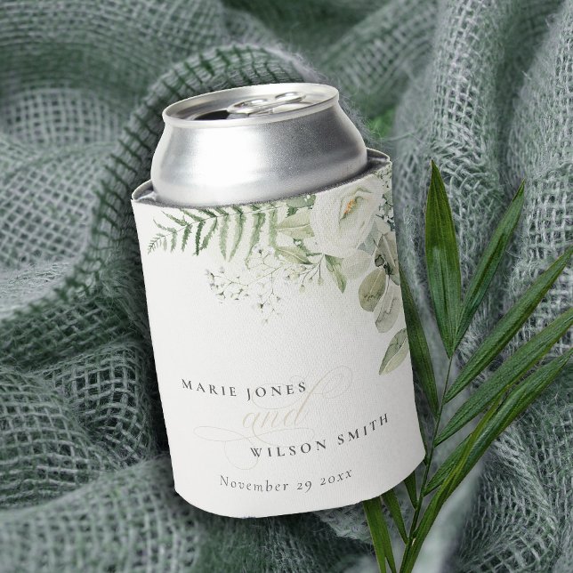 Enfriador De Latas Elegante Boda del Foliage Fern Eucalyptus Greenery (Subido por el creador)