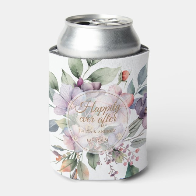 Enfriador De Latas Elegante boda floral acuarela (Lata Anverso)