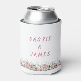 Enfriador De Latas Elegante Boda Floral Acuarela Rosa