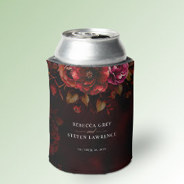 Enfriador De Latas Elegante boda floral gótico rojo negro moódico