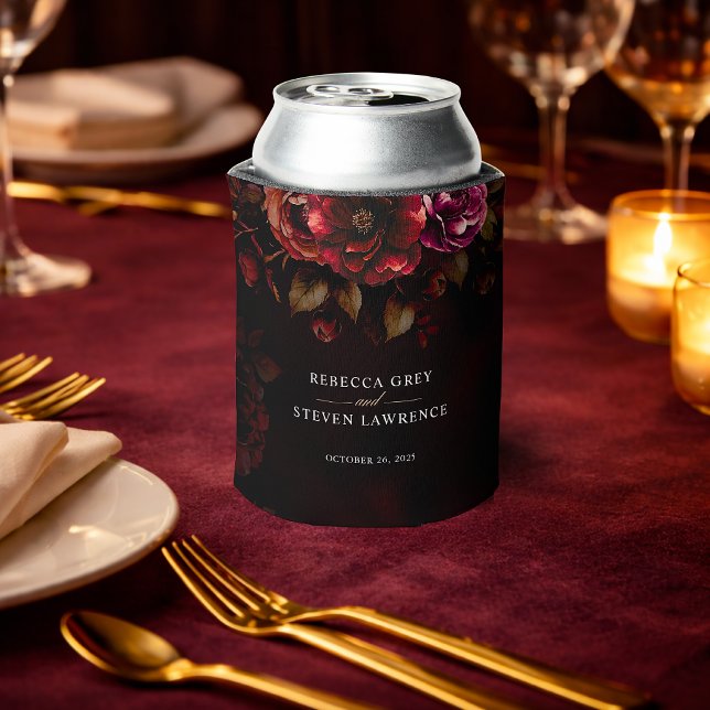 Enfriador De Latas Elegante boda floral gótico rojo negro moódico (Subido por el creador)