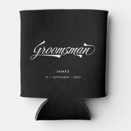 Enfriador De Latas Elegante Boda Groomsmen Retro Typography