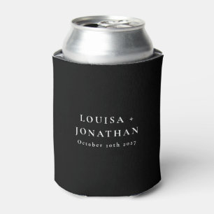 Enfriador De Latas Elegante Boda Minimalista personalizado negro