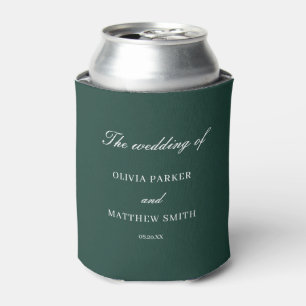 Enfriador De Latas Elegante Boda Minimalista verde esmeralda