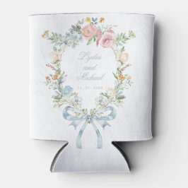 Enfriador De Latas Elegante Boda Monograma Escudo Floral