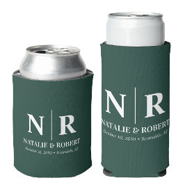 Enfriador De Latas Elegante Boda Monograma Novia Groom Iniciales